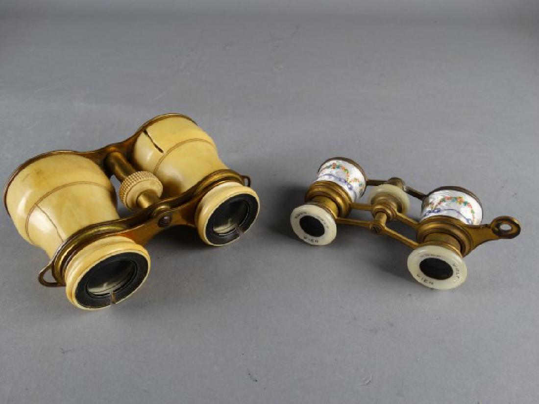 Lot of Two Antique Opera Glasses: Lot of Two Antique Opera Glasses (Antique Bone has some splitting as shown in pictures, other has fine enamel work, without handle.