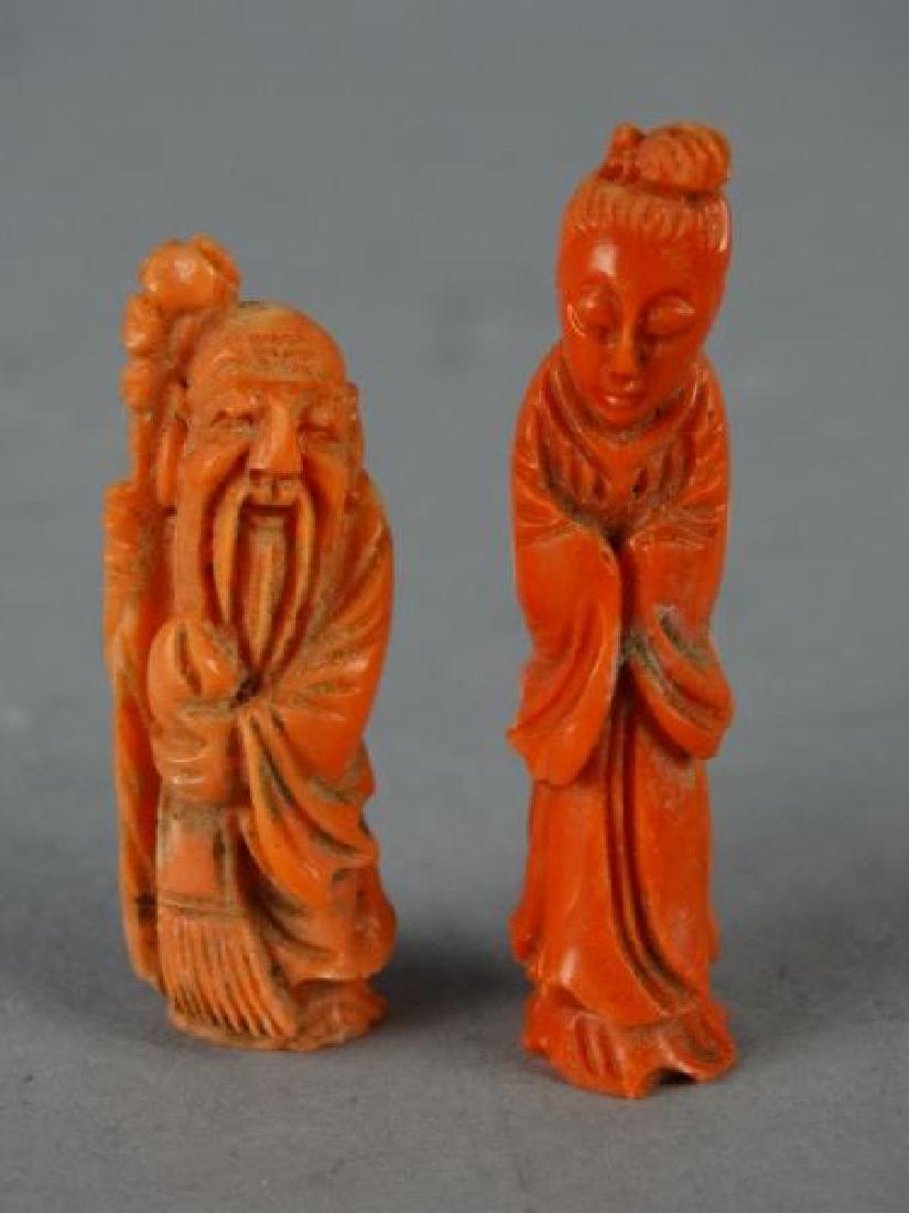 Lot of 2 Red Coral Carvings - Deities (1 of 3)