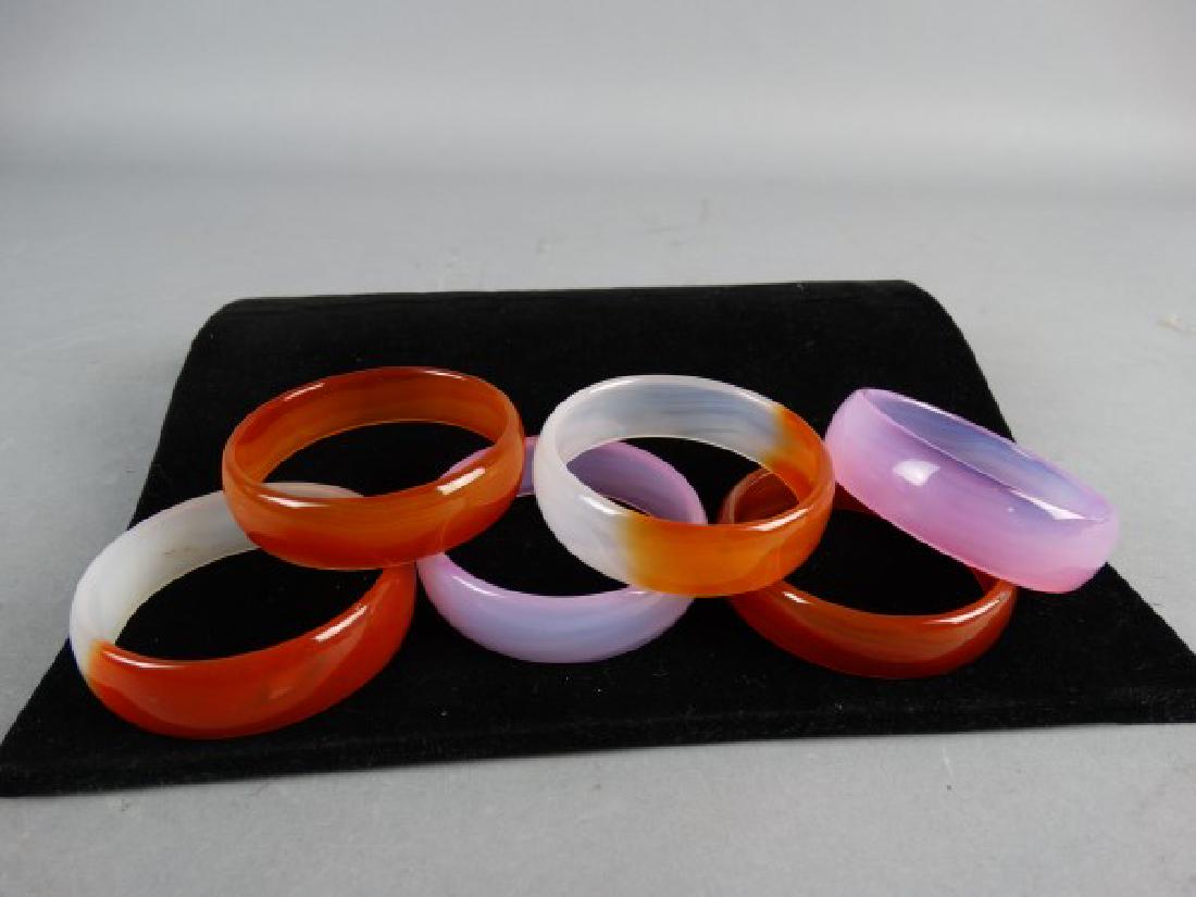 Group of 6 Carved Agate Bangles (1 of 4)
