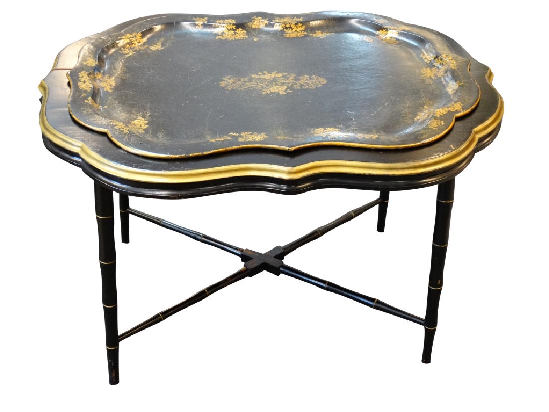 Victorian Papier Mache Tray Table: Victorian Papier Mache Tray Table Size : 23" H x 34" L x 27" D