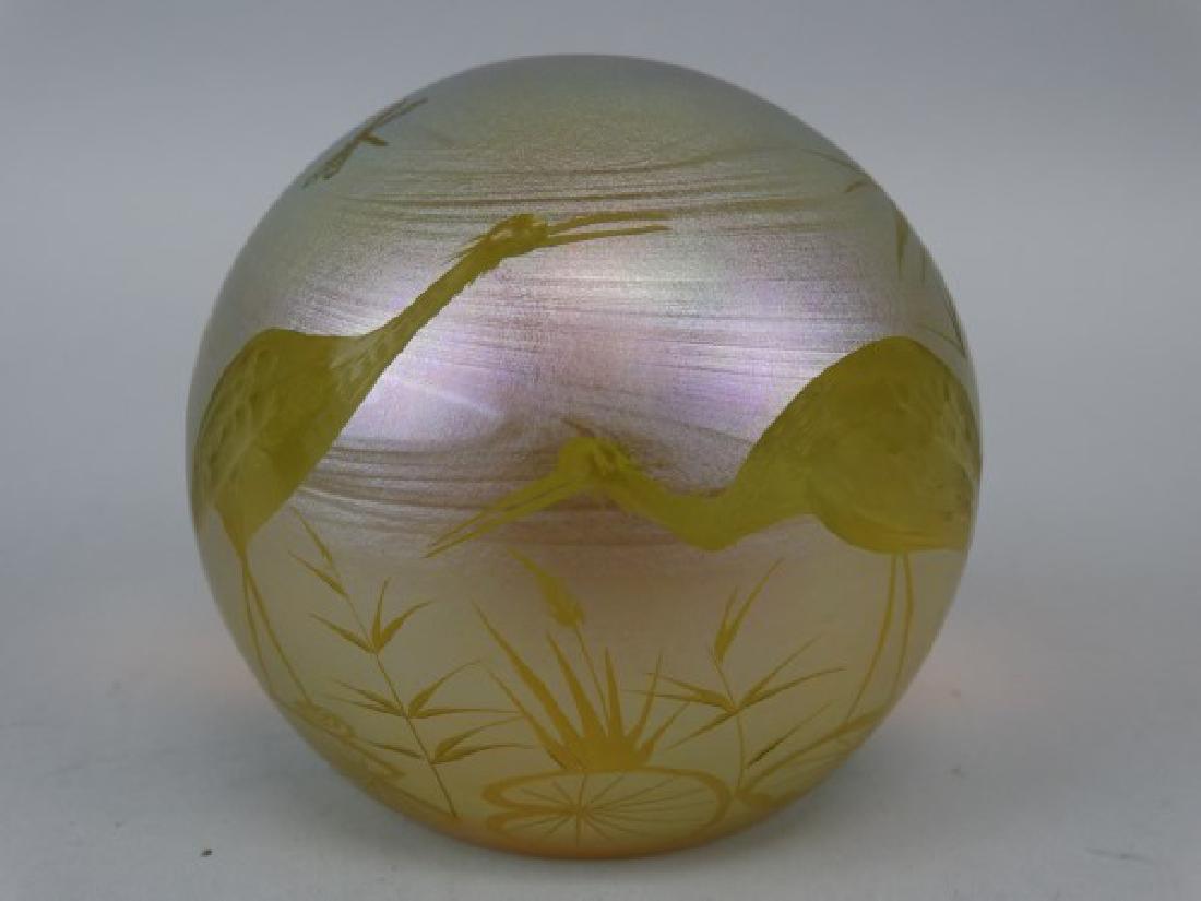 Orient & Flume Paperweight: Orient & Flume Paperweight - Cranes Numbered : 52/100 Signed: 1980 L. Richter Size: 2.75"H