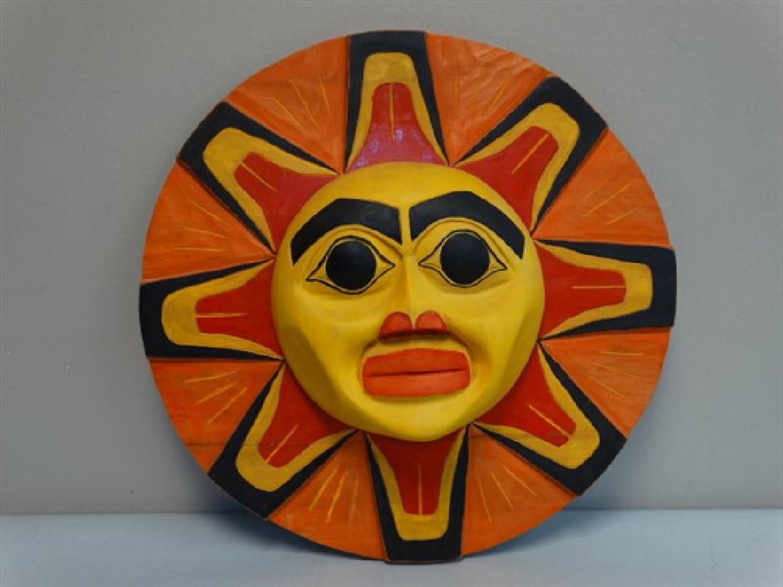 BILL BOUCHARD - Carved Pacific American Mask: BILL BOUCHARD - Carved Pacific American Mask Size : 19" Dia.