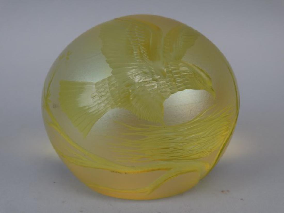 Orient & Flume Paperweight: Orient & Flume Paperweight - Featuring Bird in Nest Numbered: 145 /200 Signed: 1983 Richter Size: 2.5" H