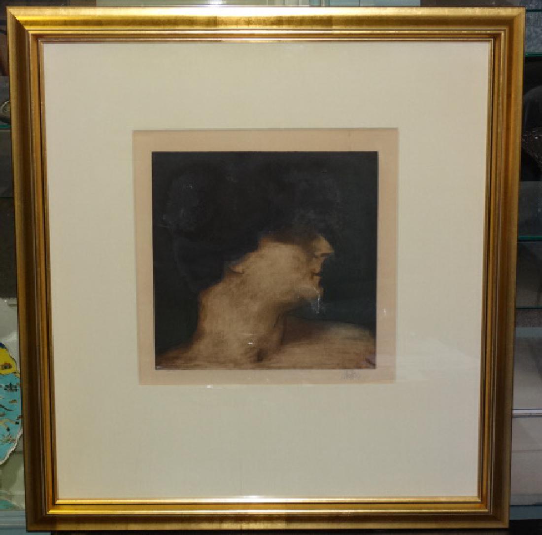 ALFRED MULLER "De Max" Aquatint: Alfred Muller (Italian / French 1869-1939) "De Max",1903, Aquatint on Arches laid paper, signed in pencil. Size : 27 3/4" x 29 5/8" frame, 12 3/8" x 12 3/8"