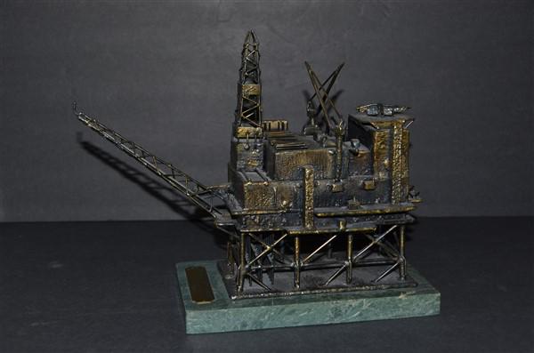 Phillips Petroleum Co Norway Offshore Platform: "Ekofisk PLatform", Marble Base 9 1/2" H 12" L 7" D