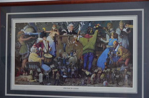 JOSE S. PEREZ Signed and Numbered Lithgraph: One Day in Court", #'d 392 of 500 37 1/2" 25 1/2