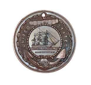 1883 Navy Good Conduct Medal: Likely an award for service during the Civil War, presented to James Sharr for duty aboard the U.S.S. Minnesota. SIZE: 1 5/16" Dia. PROVENANCE: Property from the private estate collection of a Peruvia