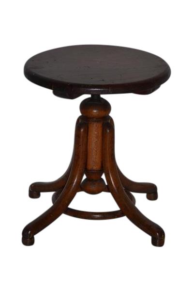 Attr. to Thonet Bentwood Adjustable Piano Stool: SIZE: 17" H PROVENANCE: Property from the private estate collection of a Peruvian gentleman; Houston, Texas.