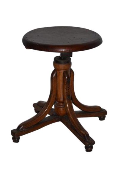 Adjustable Wooden Piano Stool: SIZE: 19" H PROVENANCE: Property from the private estate collection of a Peruvian gentleman; Houston, Texas.