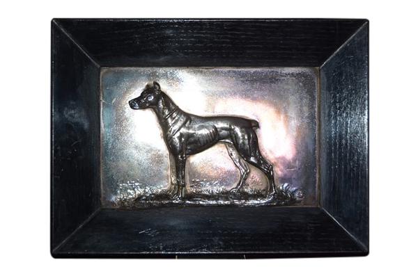 FRITZ DILLER - Silver Plated Bronze Dog in Relief: Fritz Diller (German, 1875-1945) SIZE: 12" x 16" PROVENANCE: Property from the private estate