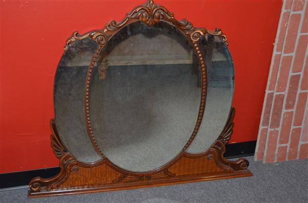 Antique Triple Mirror: Has some loss of veneer. 35 1/2" H x 43 1/2" W