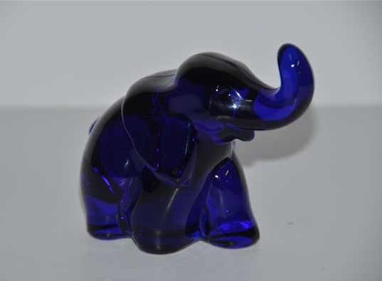 Cobalt Blue Elephant: Trunk Up 3" H