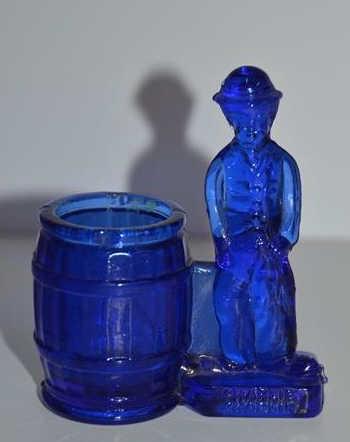 Charlie Chaplin Cobalt Blue Toothpick Holder: 3 1/2" H