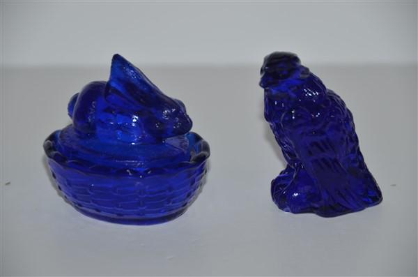 2 Cobalt Blue Pieces: Nesting Rabbit & Eagle Eagle 2 1/2" H