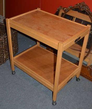 Collapsible Wooden Rolling Cart: 30" H x 28 1/2" L x 20" W