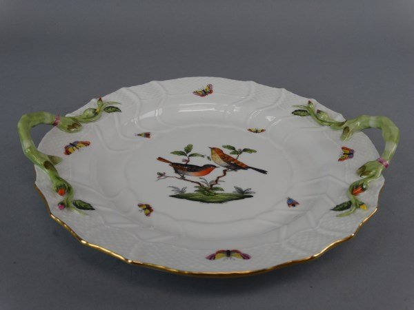 Herend Decorative Plate with Vine Handles: Size : 13" Dia.
