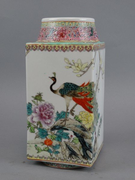 Chinese Famille Rose Square Form Vase (1 of 7)