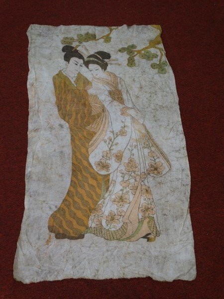 Japanese Batik Painted Textile (1 of 4)