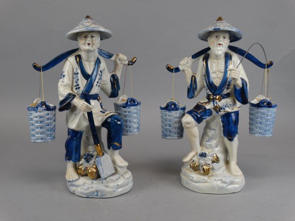 Lot of 2 Chinese Porcelain Elders Carrying Water: Lot of 2 Chinese Porcelain Elders Carrying Water Size : 13" T
