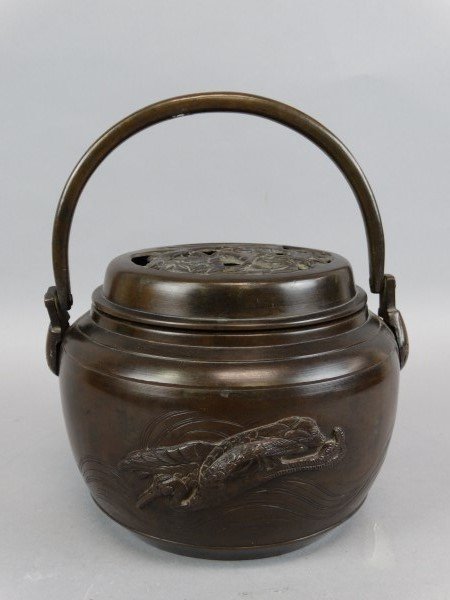 19c. Chinese Bronze Incense Burner: Size : 9" T