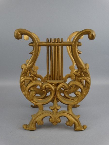 Lyre Shaped Cast Metal Music Book Rack (1 of 3)