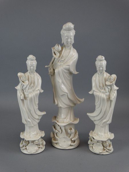 Lot of 3 Blanc de Chine Guanyin Figures (1 of 4)