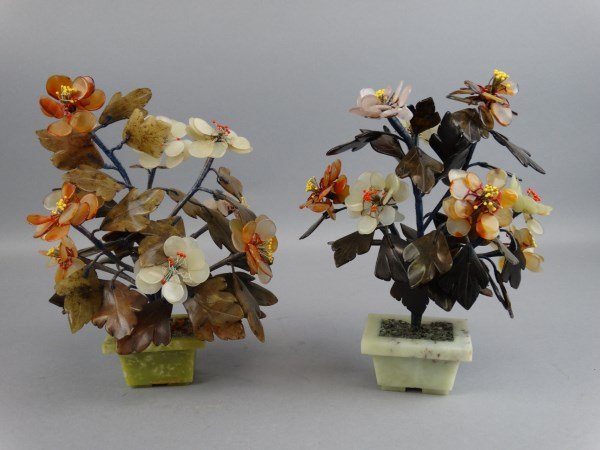 Pair of Chinese Jade & Hardstone Trees (1 of 6)