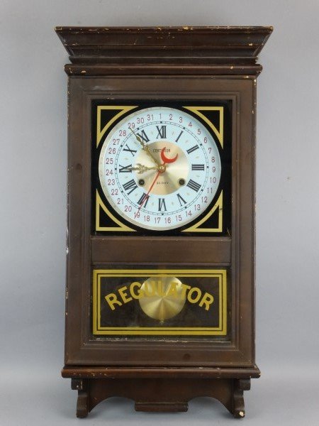 Centurion 35 Day Regulator Clock: Working condition calendar clock. Size : 27" x 14"