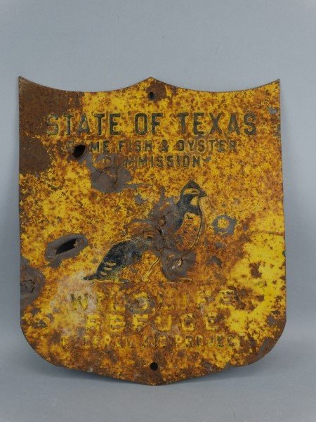 Antique Texas Steel Wildlife Refuge Sign (1 of 4)