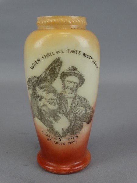 Early Transferware Bottle - Missouri Theme: Early Transferware Bottle - Missouri Theme. Size : 5.75" T