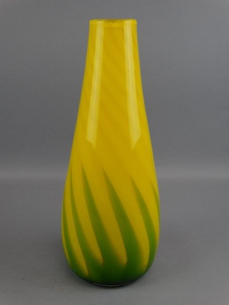 Large Yellow & Green Art Glass Vase (1 of 4)