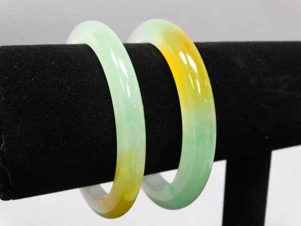 Pair of Tri-Colored Jade Bangles (1 of 4)