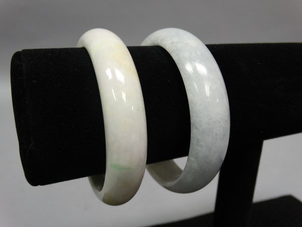Lot of 2 White Jade Carved Bangles (1 of 4)
