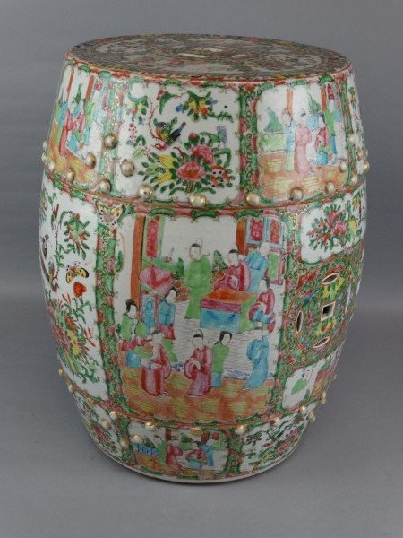 19c. Chinese Rose Mandarin Garden Seat (1 of 7)