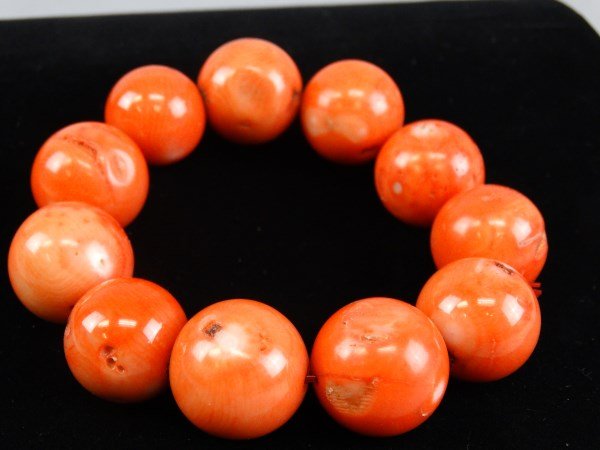 Large Coral Bead Bracelet (1 of 4)