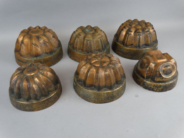 Lot of 6 Antique Copper Jello Molds (1 of 5)