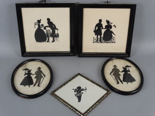 Lot of 5 Framed Silhouettes (1 of 2)