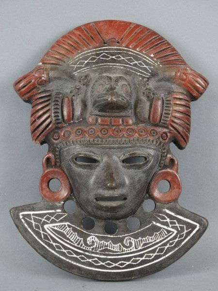 Mexican Pottery Aztec Mask (1 of 3)