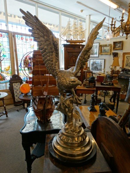 Beautiful Silver over Bronze Eagle Statue (1 of 5)