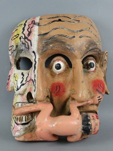 Old Carved & Painted Cycle of Life Mask (1 of 4)