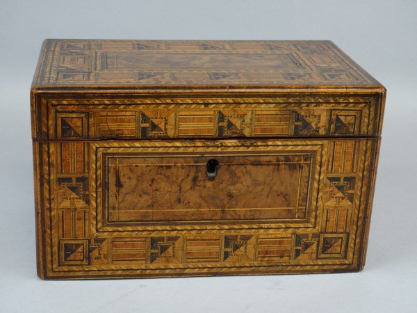 Early Victorian Inlaid Walnut Tea Chest (1 of 5)