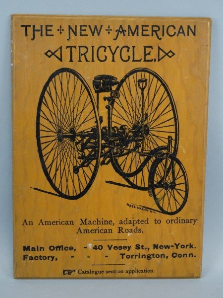 The New American Tricycle Wood Advertising Sign (1 of 3)