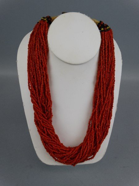 Middle Eastern Red Coral Multi-Strand Necklace: Middle Eastern Red Coral Multi-Strand Necklace Size : 18" L