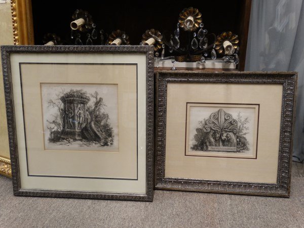 Lot of 2 FRANCESCO PIRANESI Engravings: Lot of 2 FRANCESCO PIRANESI (1758-1810), Italy. Engravings - "Monument Scene" & "The Rams" Size : 19.5" x 20.5" frame, 10" x 9" engraving on largest.