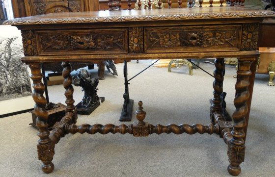 Antique French Writing Desk w/ Barley Twist Legs (1 of 5)