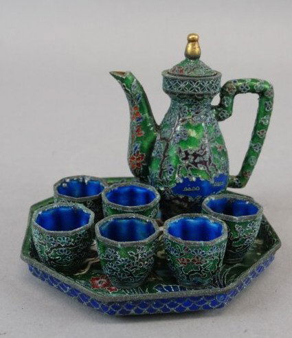 Vintage Miniature Cloisonne Tea Set (1 of 4)