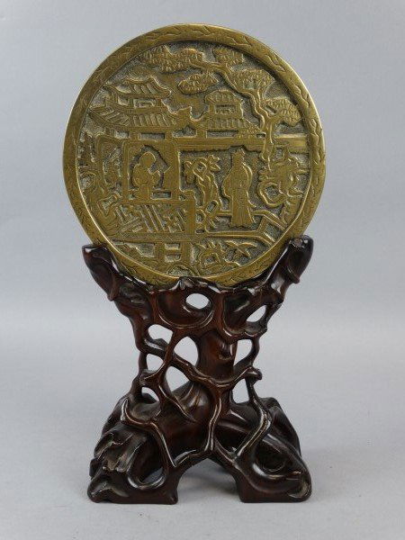 Chinese Brass Mirror w/ Stand (1 of 5)