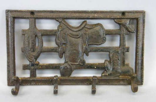 Cast Iron Western Themed Key Rack: Cast Iron Western Themed Key Rack Size : 11" x 6.5"