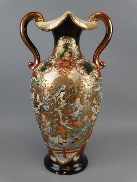 Large 19c. Japanese Satsuma Vase (1 of 5)