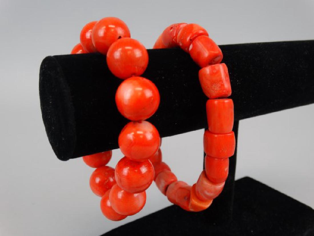 Lot of 2 Red Coral Bracelets (1 of 4)